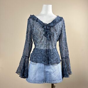 Vision Apparel 100% Silk Whimsigoth Flowy Beaded Top